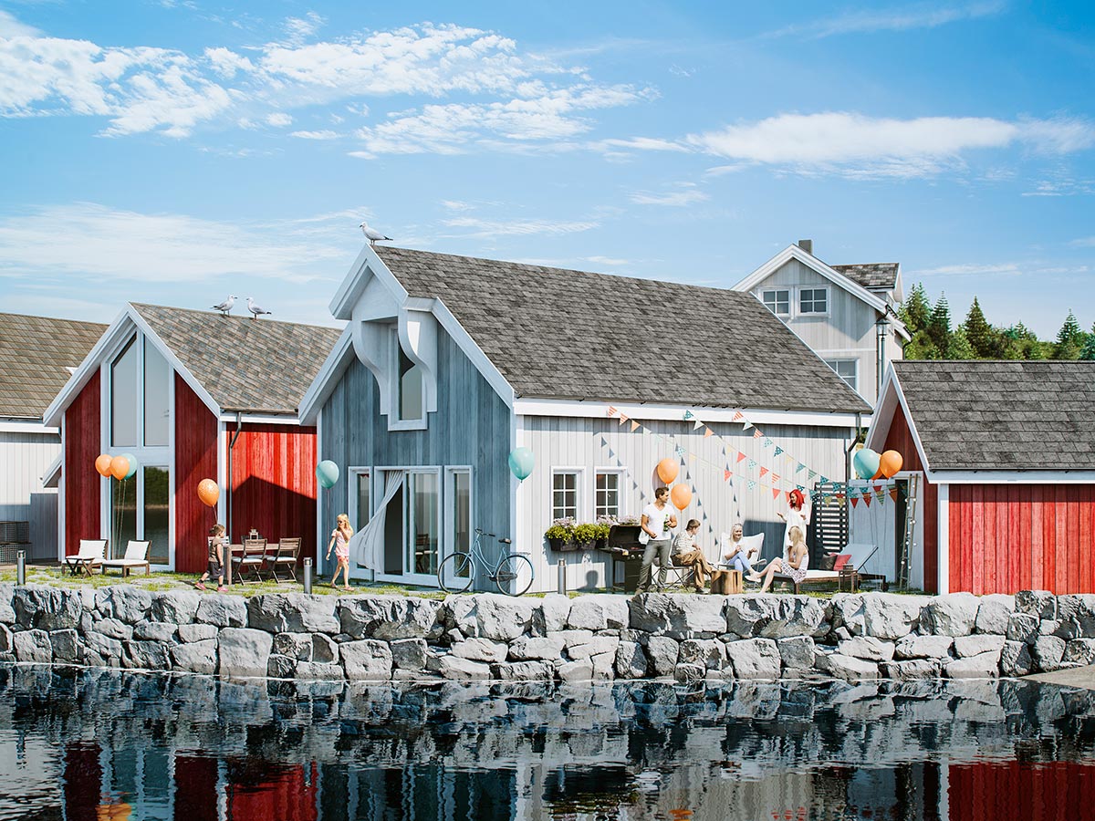 3D rendering homes Lysoya, Norway
