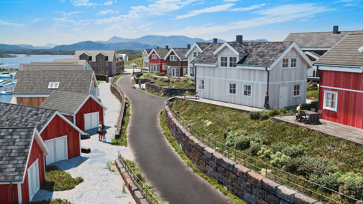 3D rendering homes Lysoya, Norway